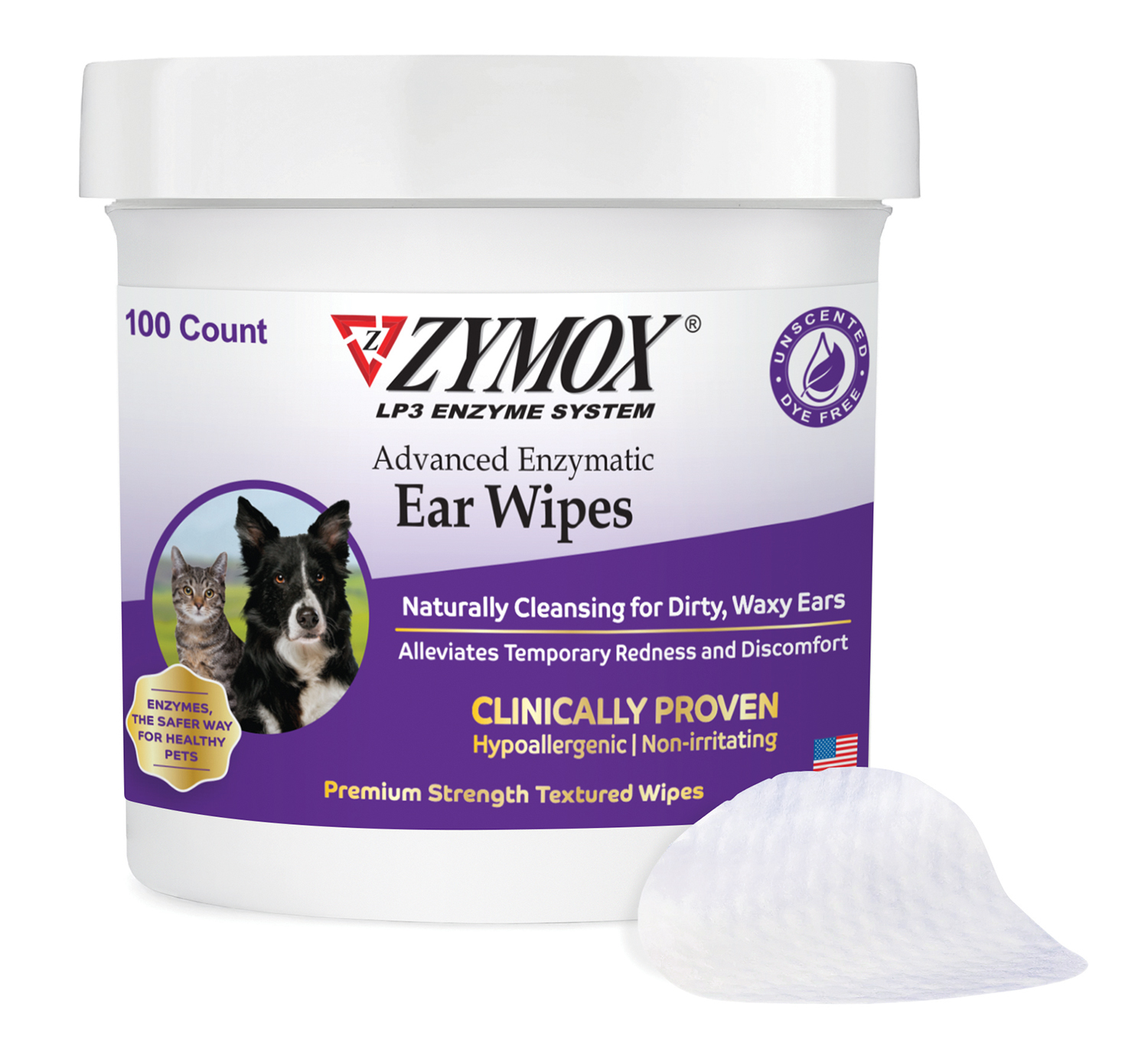 ZYMOX Ear Wipes Jar with Pad